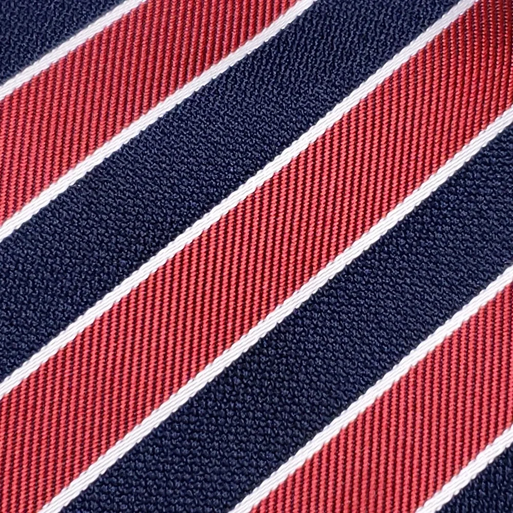 Philippe Laurent Necktie Red‎ Navy Stripe Classic Prep Retro Revival Officecore